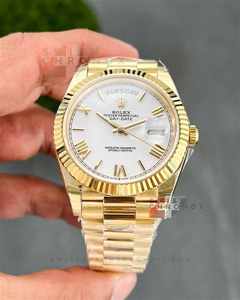 rolex day date 40 yellow gold white dial|rolex day date 40 228238.